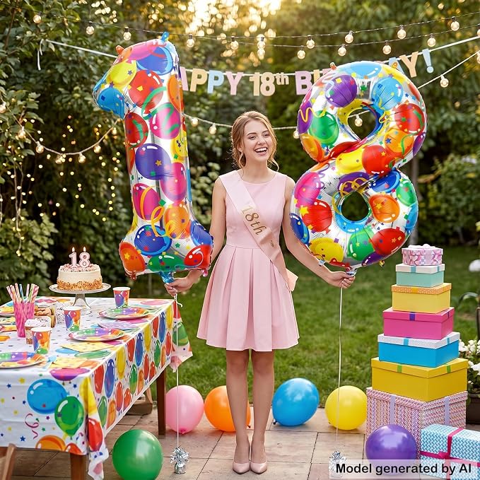 40 Inch Number 18 Balloon Set Large Foil Balloons - Image 5