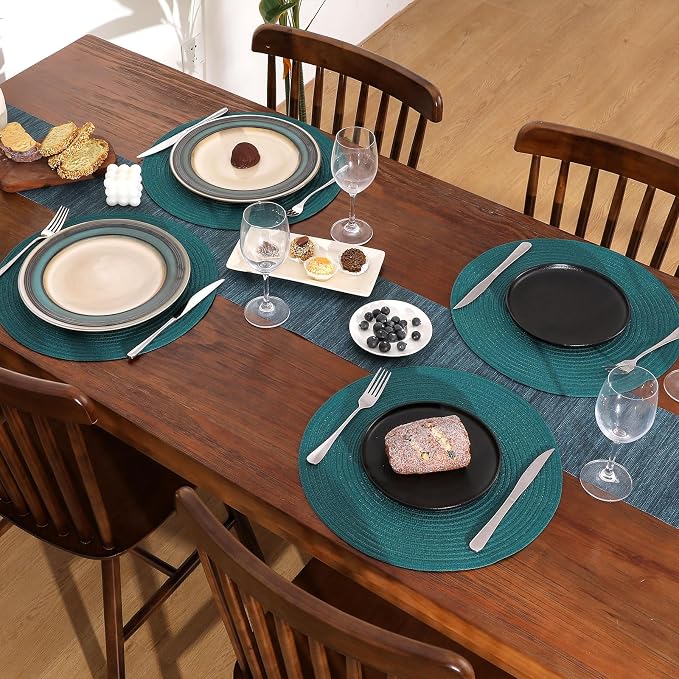 SHACOS Round Placemats Set of 4 Woven Braided Table Placemats 15 inch Circle - Image 8