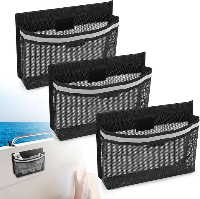 Linkstyle 3PCS Boat Storage Mesh Bag, Self Adhesive Marine Caddy Organizer by Linkstyle