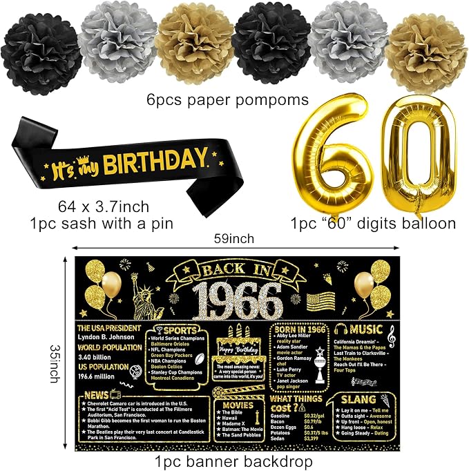 Zirtorei 60th Birthday Decorations - Image 3