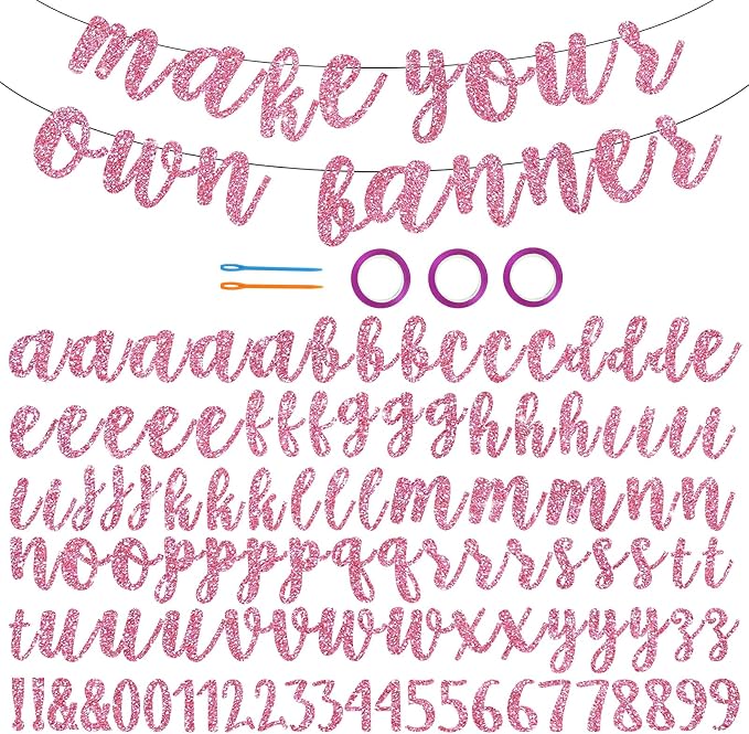 BEISHIDA Glitter Pink 116 PCS A-Z DIY Letter Banner Kit Make Your Own by Beishida