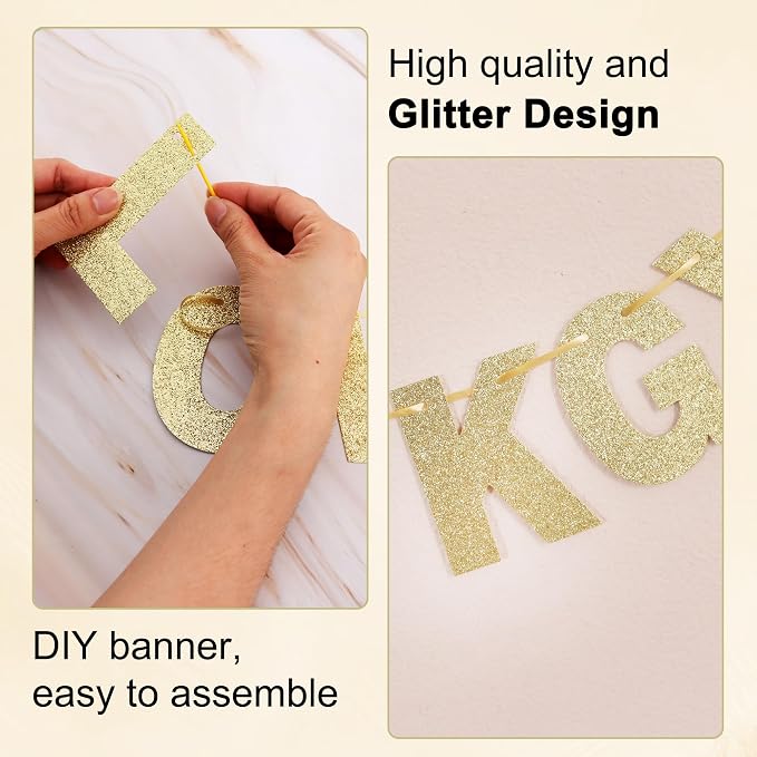 BEISHIDA Glitter Champagne 116 PCS A-Z DIY Letter Custom Banner Party Decor | - Image 3