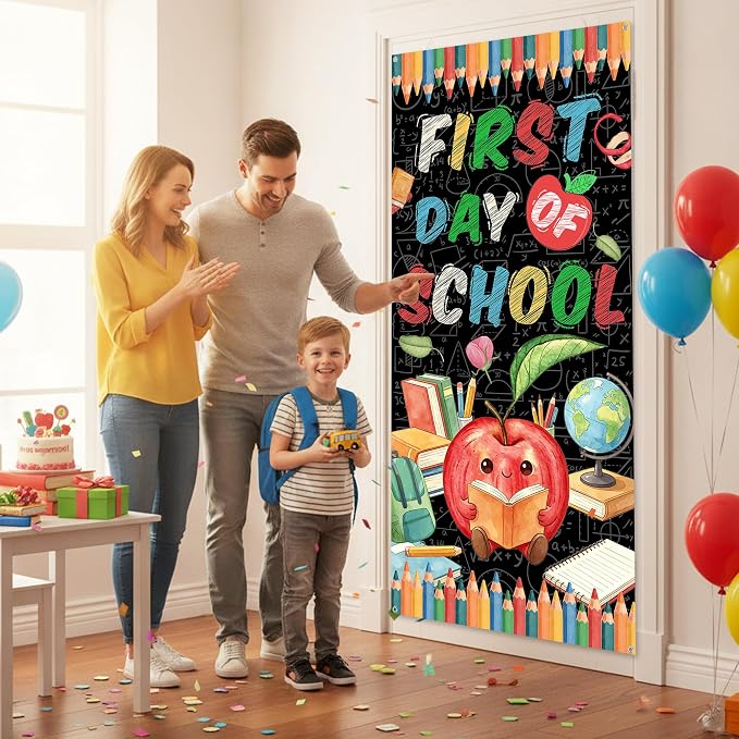 First Day of School Banner, 6.1 x 3 ft Happy Back to School Apple Door Cover - Image 4