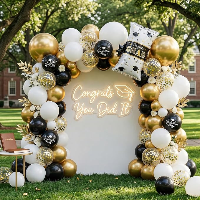 Black Gold Graduation Balloons, Certificate Foil Grad Printed Balloon - Image 5