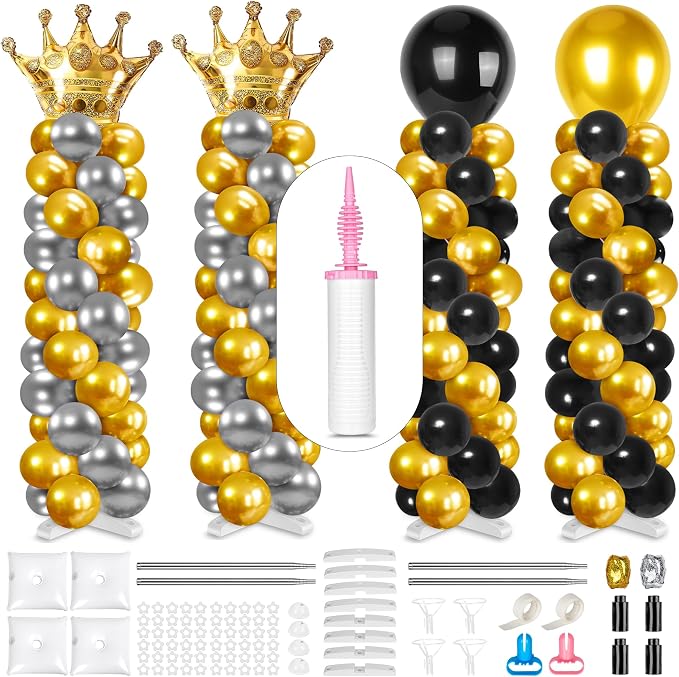 4 Sets Adjustable Balloon Column Stand and Balloon Pump | 9 Feet Metal Balloon by Toosci