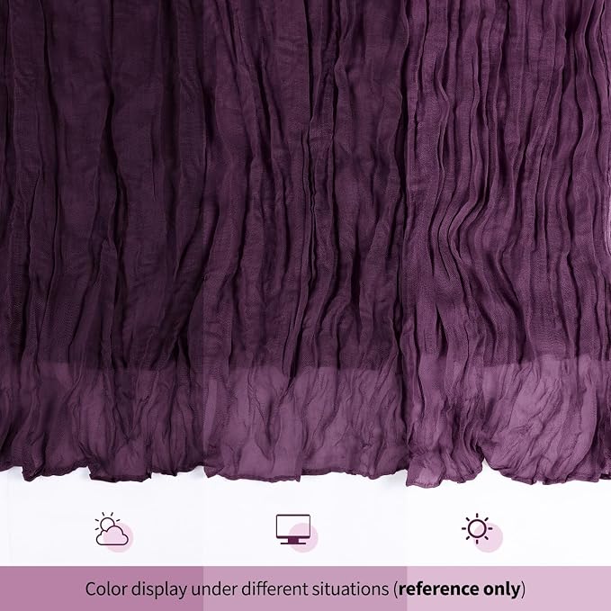 12 Pack Dark Purple Cheesecloth Table Runner 17x108 Inch Semi Sheer Boho Gauze - Image 8