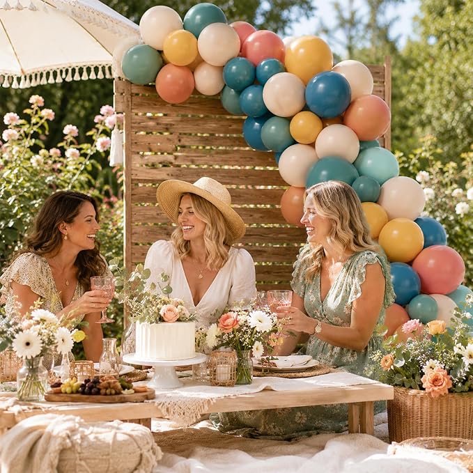 Colorful Balloons, Retro Boho Carnival Rainbow Baby Shower Sun Party Decorations - Image 5