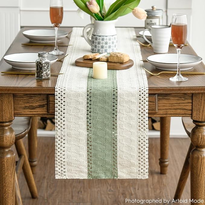 Artoid Mode Light Green Farmhouse Rustic Table Runner 12x120 Inch | Seasonal - Image 2