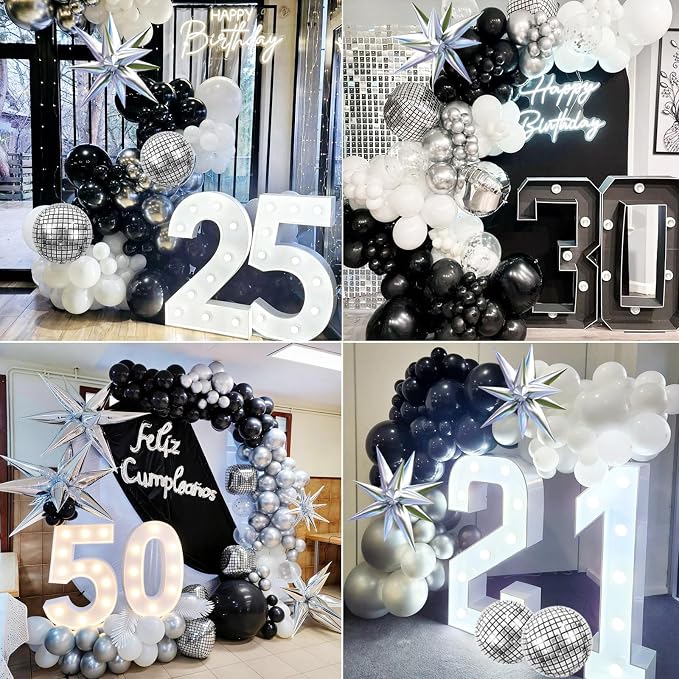 KARLURE Black Silver Balloons Arch Kit Garland - Image 4
