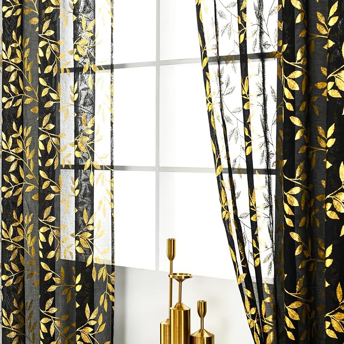 Sutuo Home Black Sheer Curtains 96 Inches Long 2 Panels Set, Privacy Window - Image 3