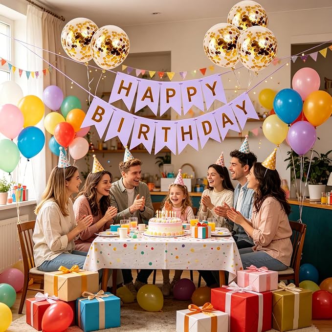Happy Birthday Banner Sign Bunting Hanging Decorations - Image 4