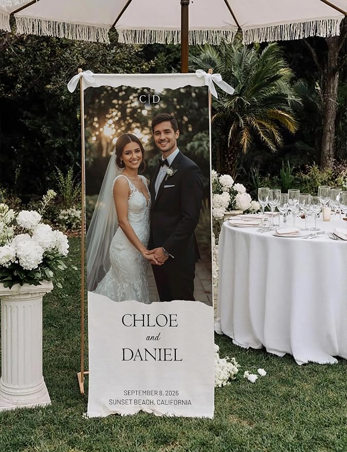 Wedding Welcome Sign Linen Personalized - Image 4