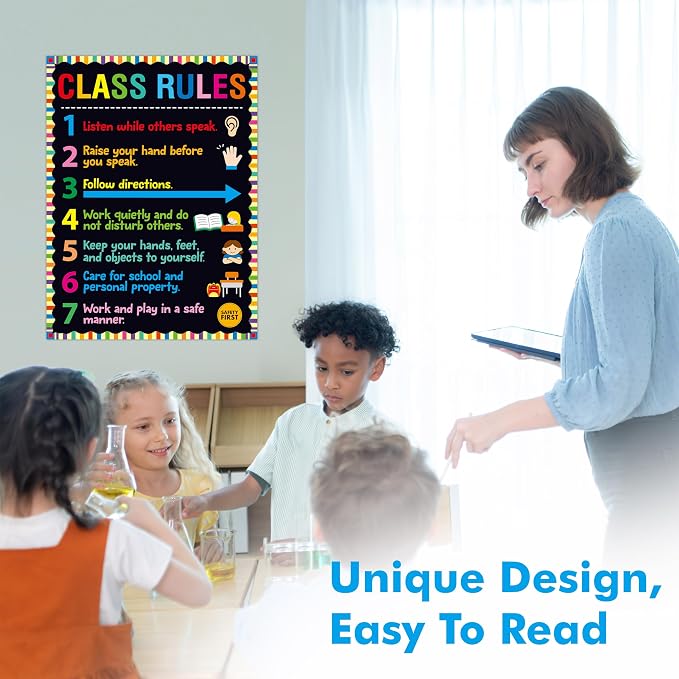 Vantasii Classroom Rule Poster, Colorful Bulletin Board Decoration Thick - Image 5