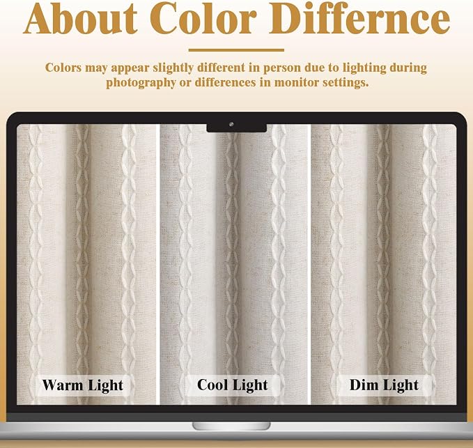Ivory 100% Boho Blackout Curtains 72 Inch 2 Panels - Image 6