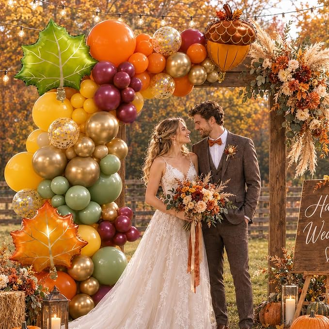 Fall Balloon Garland Arch Kit, Thanksgiving Burnt Orange Burgundy Balloons | - Image 6