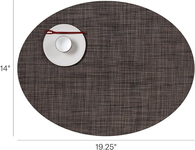 Chilewich Mini Basketweave Placemats, Woven Oval Placemats Set of 4 | Reusable - Image 2