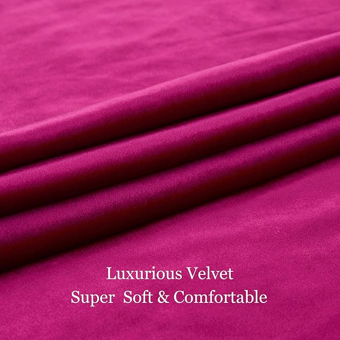 Hot Pink Velvet Blackout Curtains 63 inch - Image 5