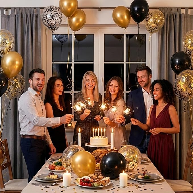 Black and Gold Balloons, 12 Inch Gold Balloons - Image 6