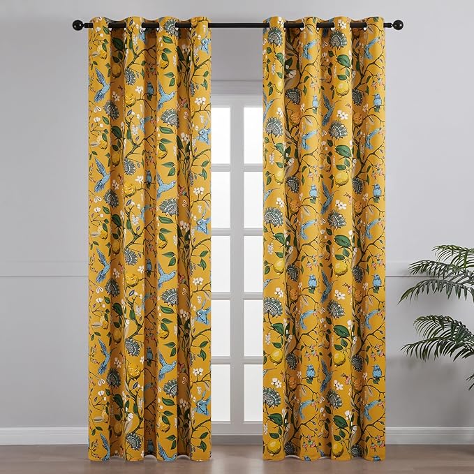 Topfinel 92 Inches Long Custom Mustard Yellow Luxury Curtains - Image 2