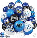 Blue Black White Graduation Balloons, 12 Inch Dark Navy Blue Black Confetti by Paready