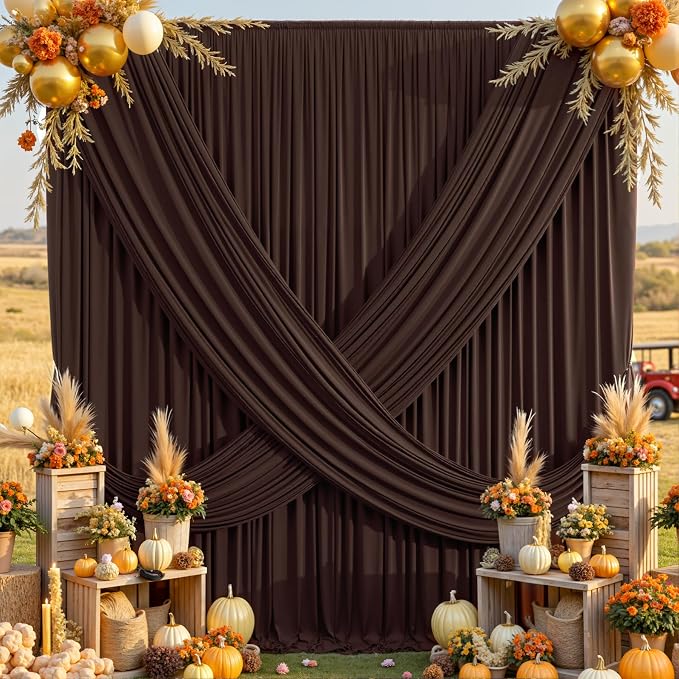 10×12ft Wrinkle Free Brown Backdrop Curtain - Image 5