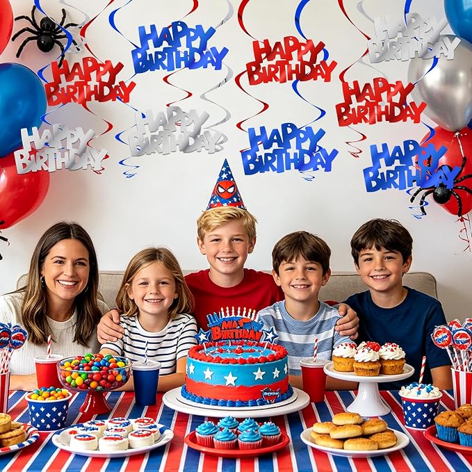 BEISHIDA 12 Pcs Happy Birthday Hanging Swirl Decorations, Men Boys Birthday - Image 4