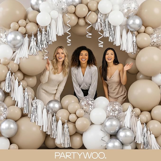PartyWoo Cream Balloons 140pcs Beige Ivory Nude Neutral Boho Color | Different - Image 5