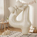 Cream 4 Balloons with Bow Balloons, 40 Inch Giant Self Inflating Beige Foil by KYGNE