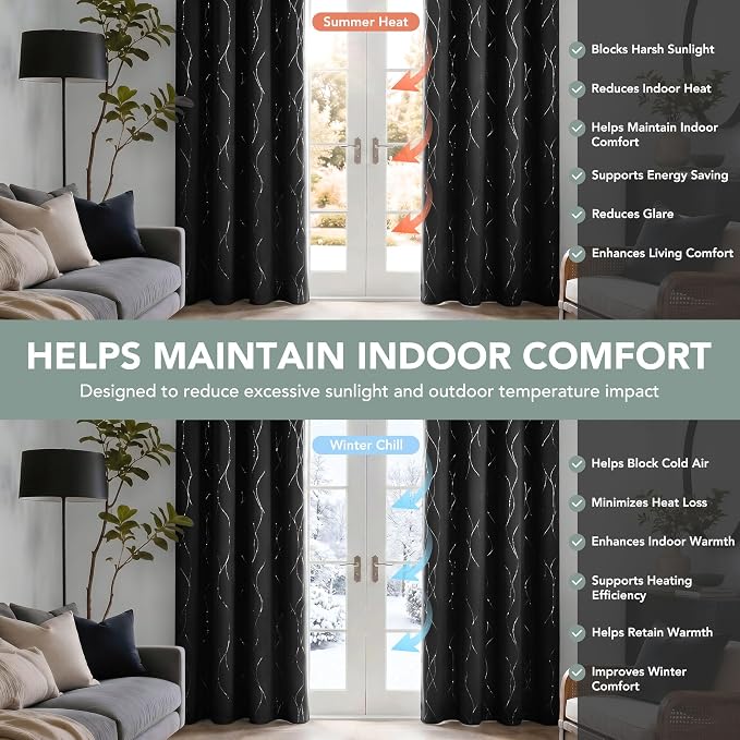 Deconovo 100% Blackout Living Room Curtains 84 Inches Long, Thermal Insulated - Image 7