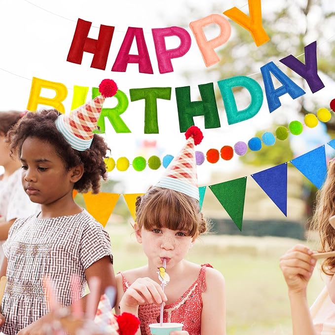CANREVEL 3 PCS Pre-Strung 3D Happy Birthday Banner Decorations, Rainbow | - Image 4