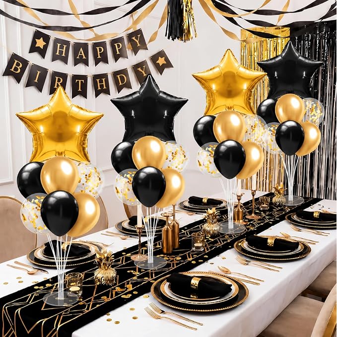 Lunmon 4 Set Black and Gold Party Decorations Balloon Stand Table Centerpieces - Image 5