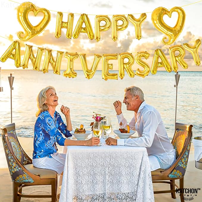 KatchOn Gold Happy Anniversary Balloons 18 Inch, Anniversary Decorations | - Image 7