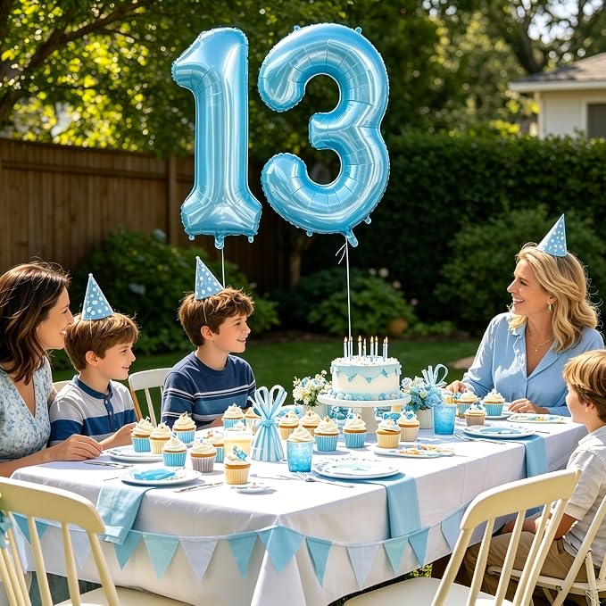 Pastel Blue 17 Balloon Number, Light Blue 17 Balloons - Image 4