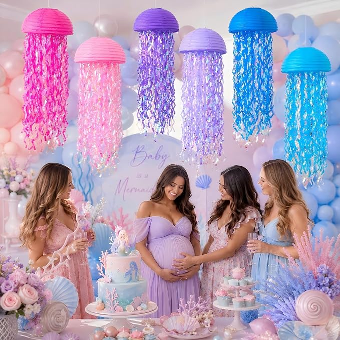 Jellyfish Paper Lanterns, Hanging Ocean-Themed Pool & Beach Classroom Accent - Image 3