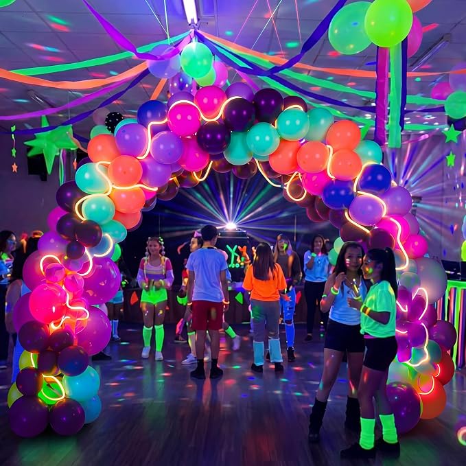 Blueweenly 150 Pcs Neon Balloons Arch Garland Kit - Image 4
