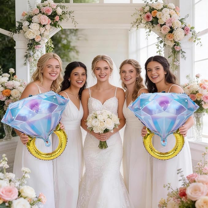 4pcs Engagement Ring Balloons, Foil Mylar Diamond Ring Balloons - Image 4