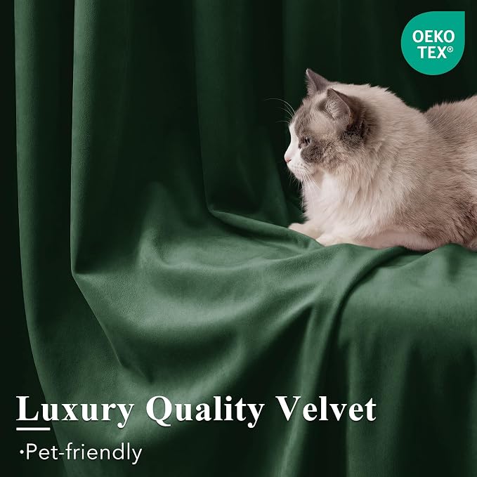 Dark Green Christmas Velvet Drapes Room Darkening, Back Tab Room Darkening - Image 5