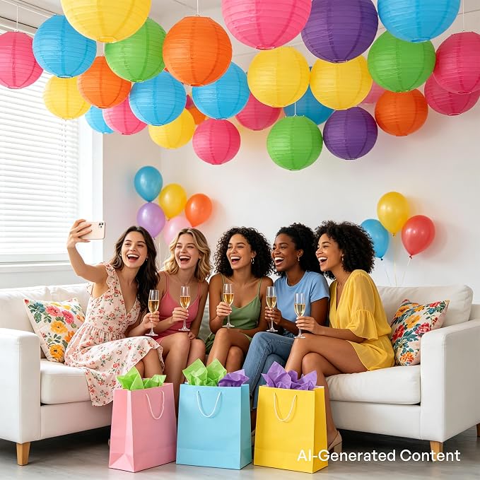Qenk 12 Pcs Colorful Paper Lanterns - Image 4