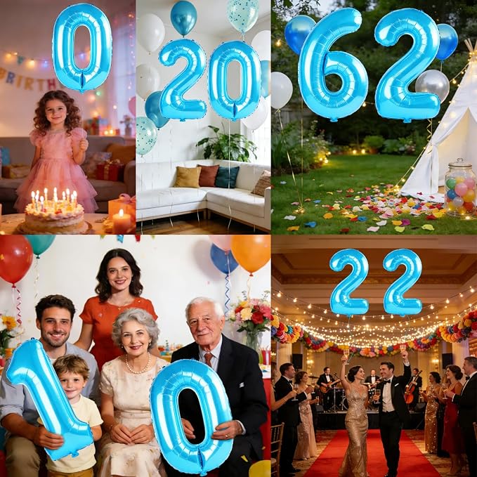 40 Inch Number 62 Balloons for 62nd Birthday Party Decorations, 0-100 Jewelry - Image 7