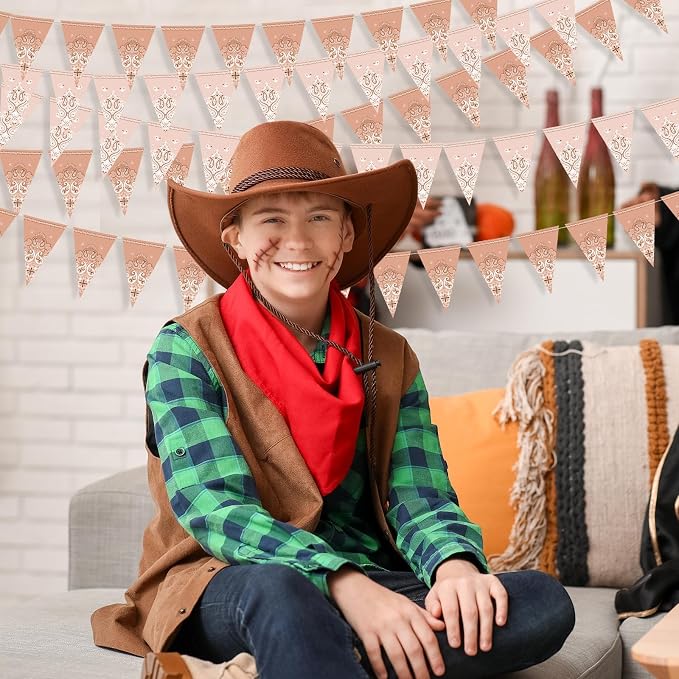 Boao 5 Pack Western Cowboy Party Decorations Bandana Pennant Banner Wild West - Image 5