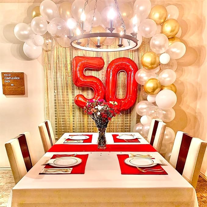 Red Large Number Balloons, 40 Inch Foil 0-9 Set Number Balloon - Image 6