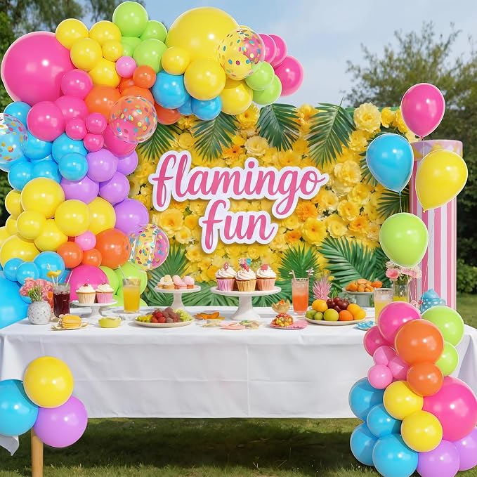 157Pcs Tropical Summer Balloons Arch Garland Kit Different Size | Hot Pink Blue - Image 5
