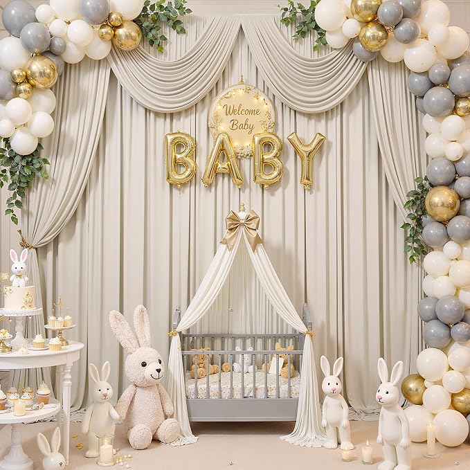 10×12ft Wrinkle Free Beige Backdrop Curtain - Image 5