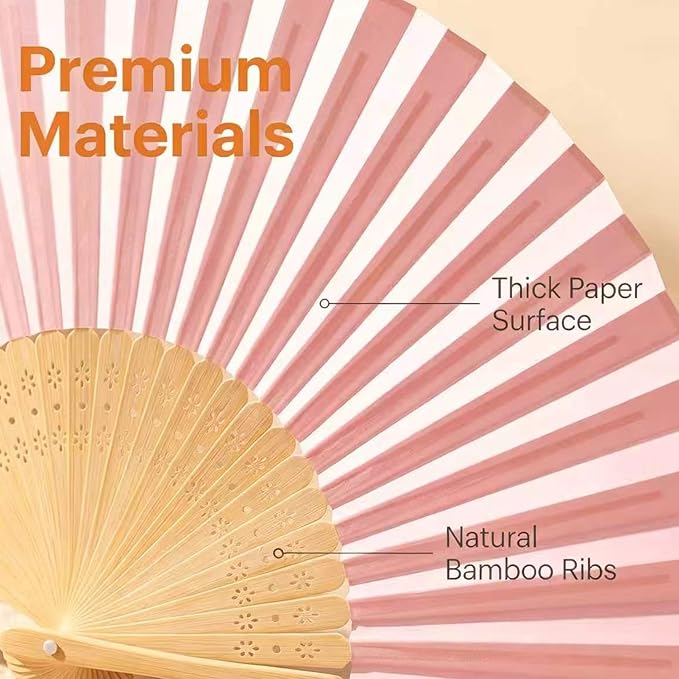 Paper Hand Fans, 8.3 Inch Foldable Handheld Fans - Image 6