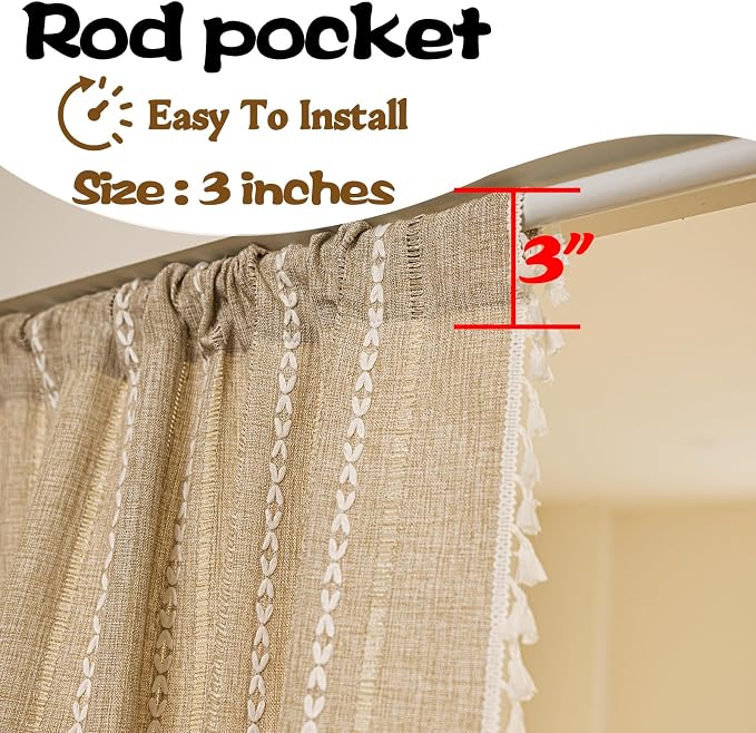 Sutuo Home Boho Door Curtains for Doorway, Bohemian Semi Blackout Curtains - Image 4