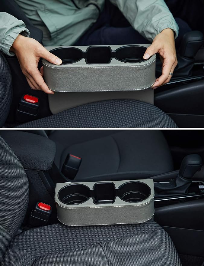 Car Cup Holder, Front Seat Console Side Organizer, Dual Cup Holders, Phone and - Image 5