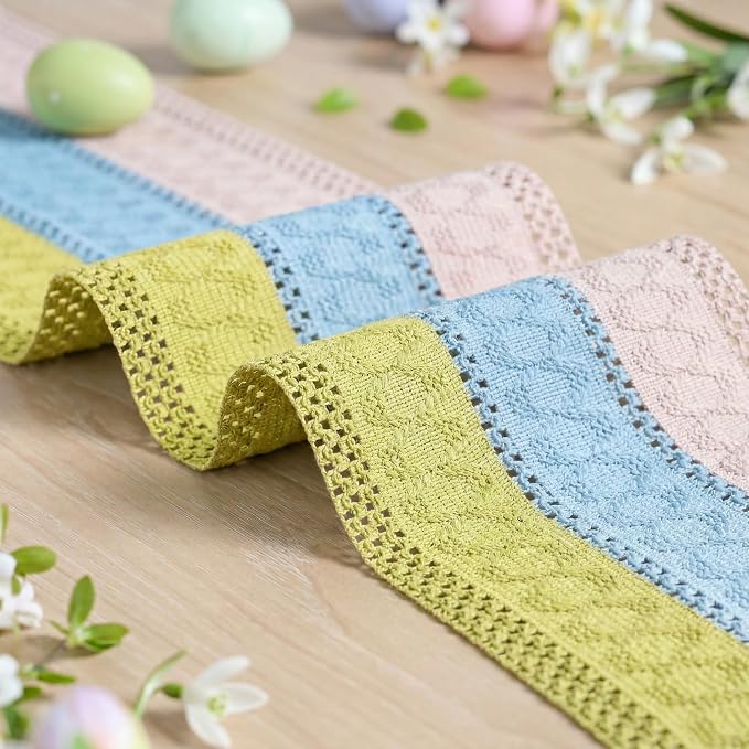 Artoid Mode Yellow Blue Pink Farmhouse Rustic Table Runner 12x60 Inch | Holiday - Image 6