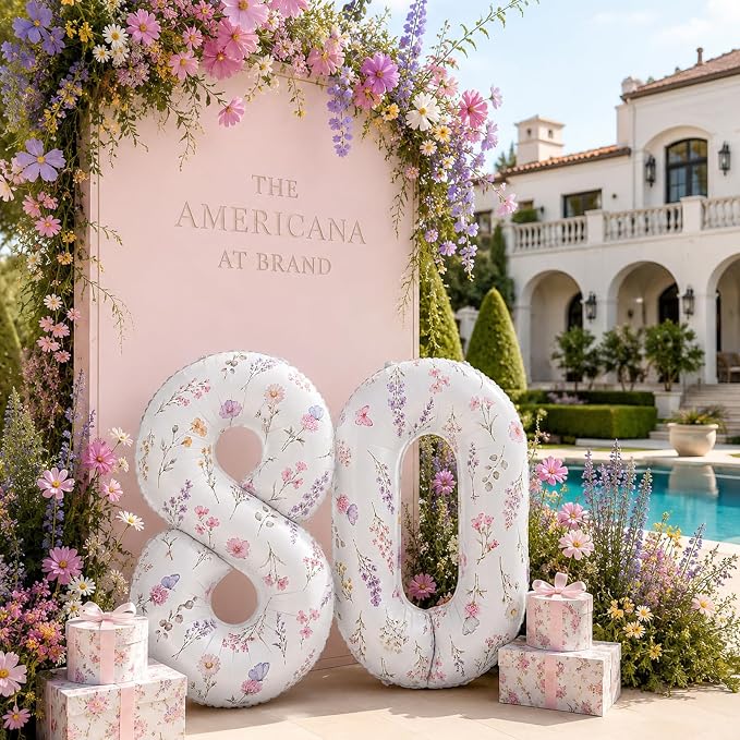 Wildflower Number 80 Balloon for Flower 80th Birthday Party Decorations | 40'' - Image 5