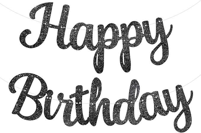 Black Happy Birthday Banner by PatiCool