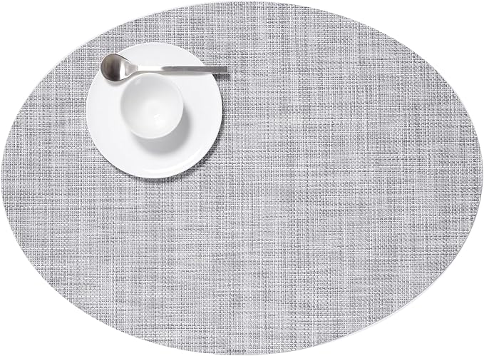 Chilewich Mini Basketweave Placemats, Woven Oval Placemats Set of 4 | Reusable by Chilewich
